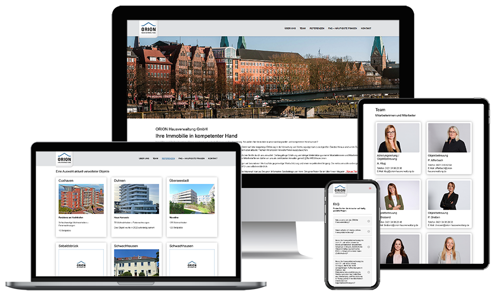 WEBENTWICKLUNG WUNSTORF – Ihre WordPress Webdesign & WooCommerce Agentur mit ❤ in der Region Hannover. Orion Hausverwaltung