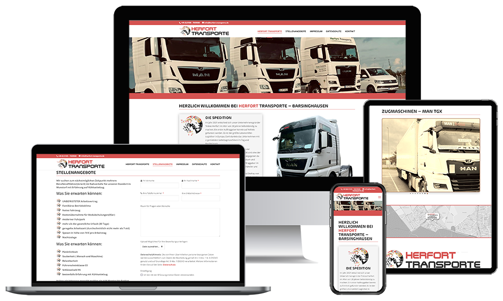 WEBENTWICKLUNG WUNSTORF – Ihre WordPress Webdesign & WooCommerce Agentur mit ❤ in der Region Hannover. Spedition Herfort